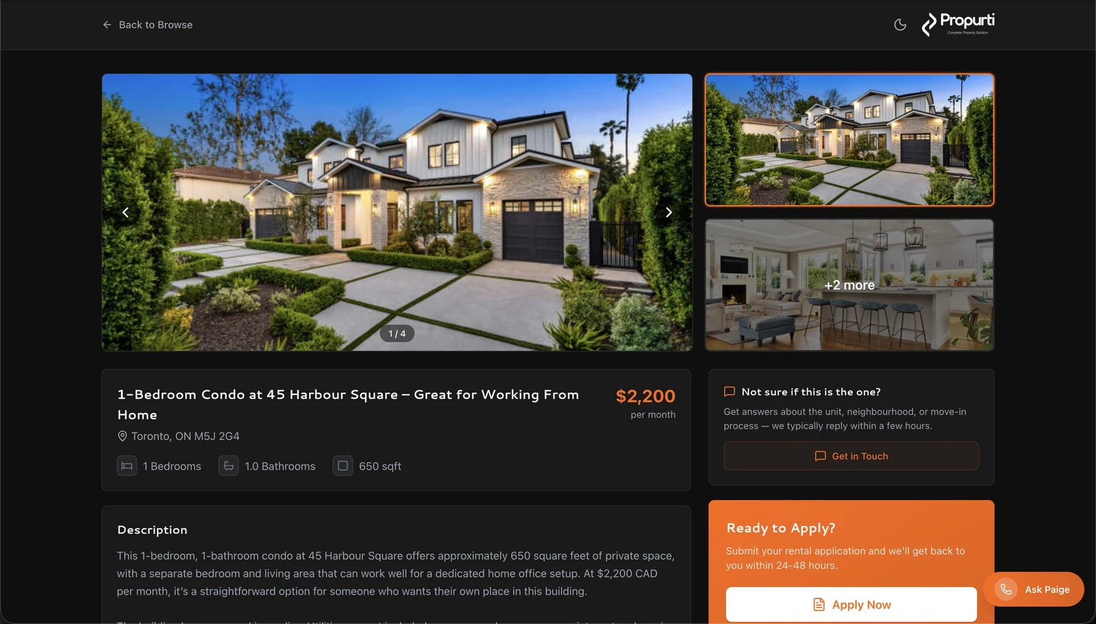 Propurti landing page