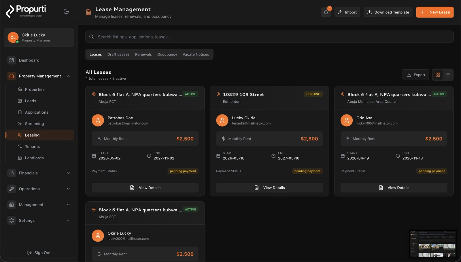 Propurti lease management